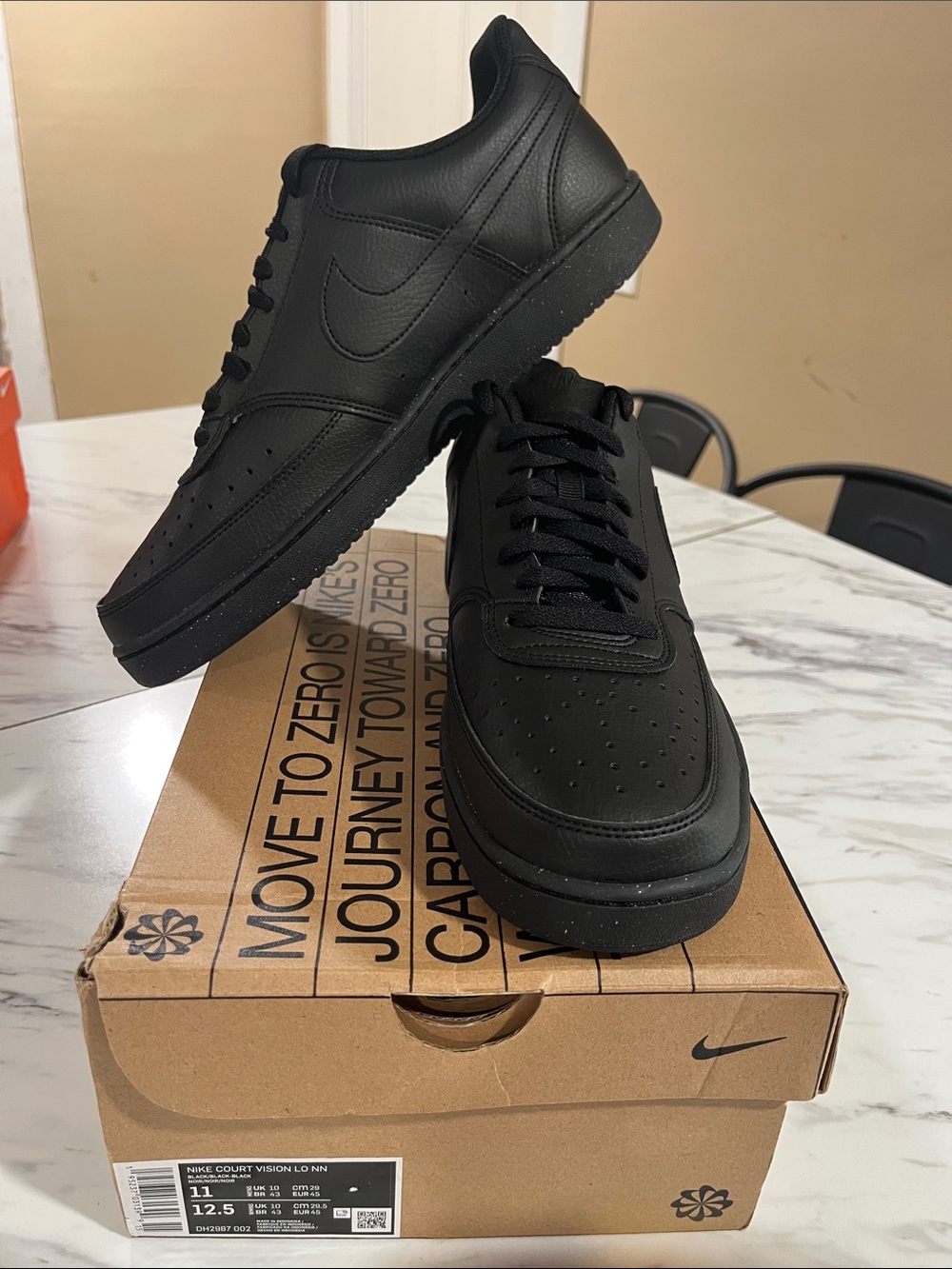 Nike Black Mens court vision Low  Casual Leather Sneakers